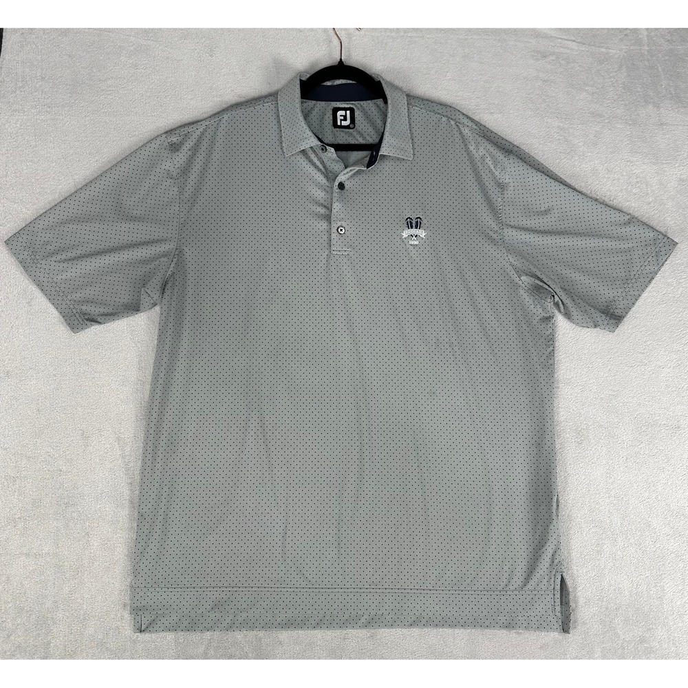 FootJoy Polo Mens 2XL Gray Redtail 1990 Polka Dot Short Sleeve Golf Shirt FJ